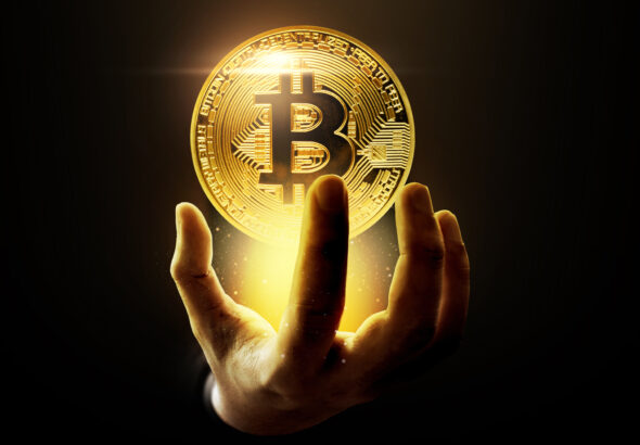 Golden bitcoin coin