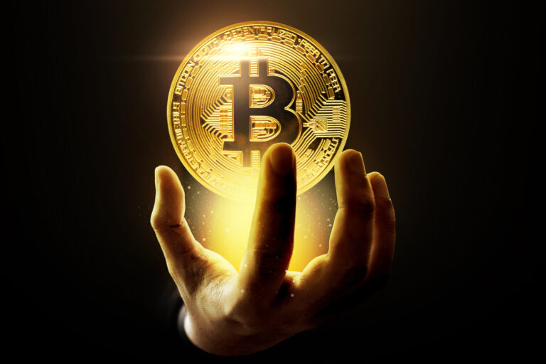Golden bitcoin coin